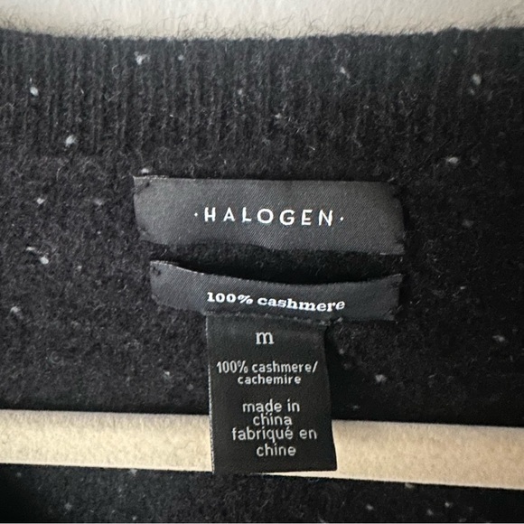 Halogen Speckle Black Cashmere Vneck Sweater Medium - Picture 4 of 7